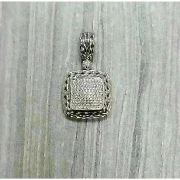 John Hardy Sterling Silver Classic Chain Enhancer with Pave Diamonds - Picture 1 of 8